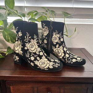 Johnny Was - Chiara Embroidered Suede Ankle Boots - Size 7(37) NWOT